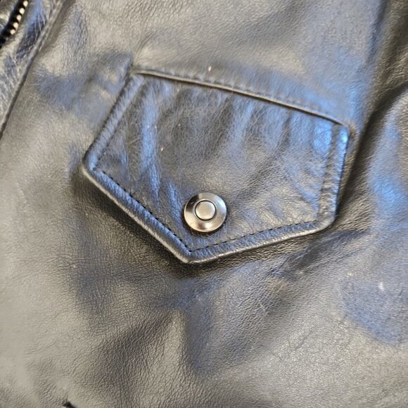 Vintage Virginia Slims V Wear Black Real Leather Moto Biker Jacket Size Large - Picture 9 of 9